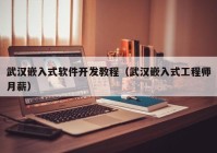 武汉嵌入式软件开发教程（武汉嵌入式工程师月薪）