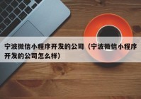 宁波微信小程序开发的公司（宁波微信小程序开发的公司怎么样）